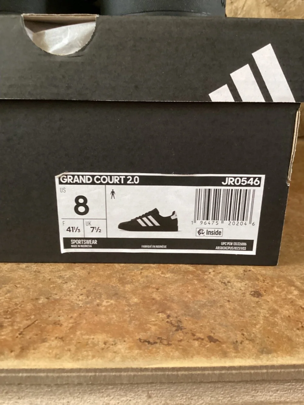Adidas Grand Court 2.0 Men 8‎ Black Sneakers JR0546 New In Box